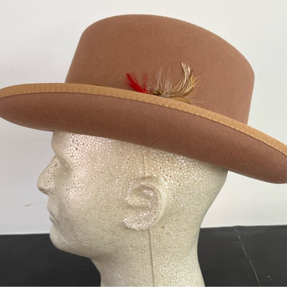 Light Brown Fedora “Homburg” Hat. Medium Size. Near-New Condition. Made in U.S.A - Picture 4 of 10